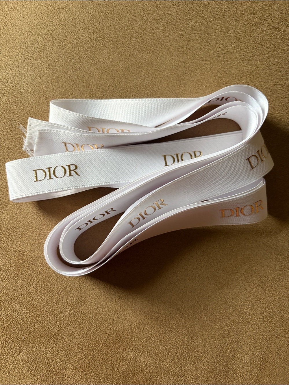 Dior White Ribbon with Gold DIOR Print